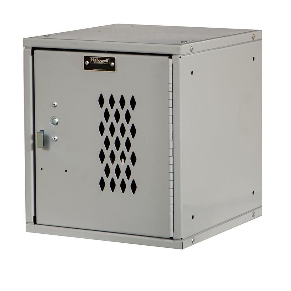 Cubix Modular Locker w/Ventilated Door, Finger Pull Handle, 12"W x 12"D x 12"H, 711 Light Gray, Single Tier, 1-Wide, Knock-Down. Picture 1