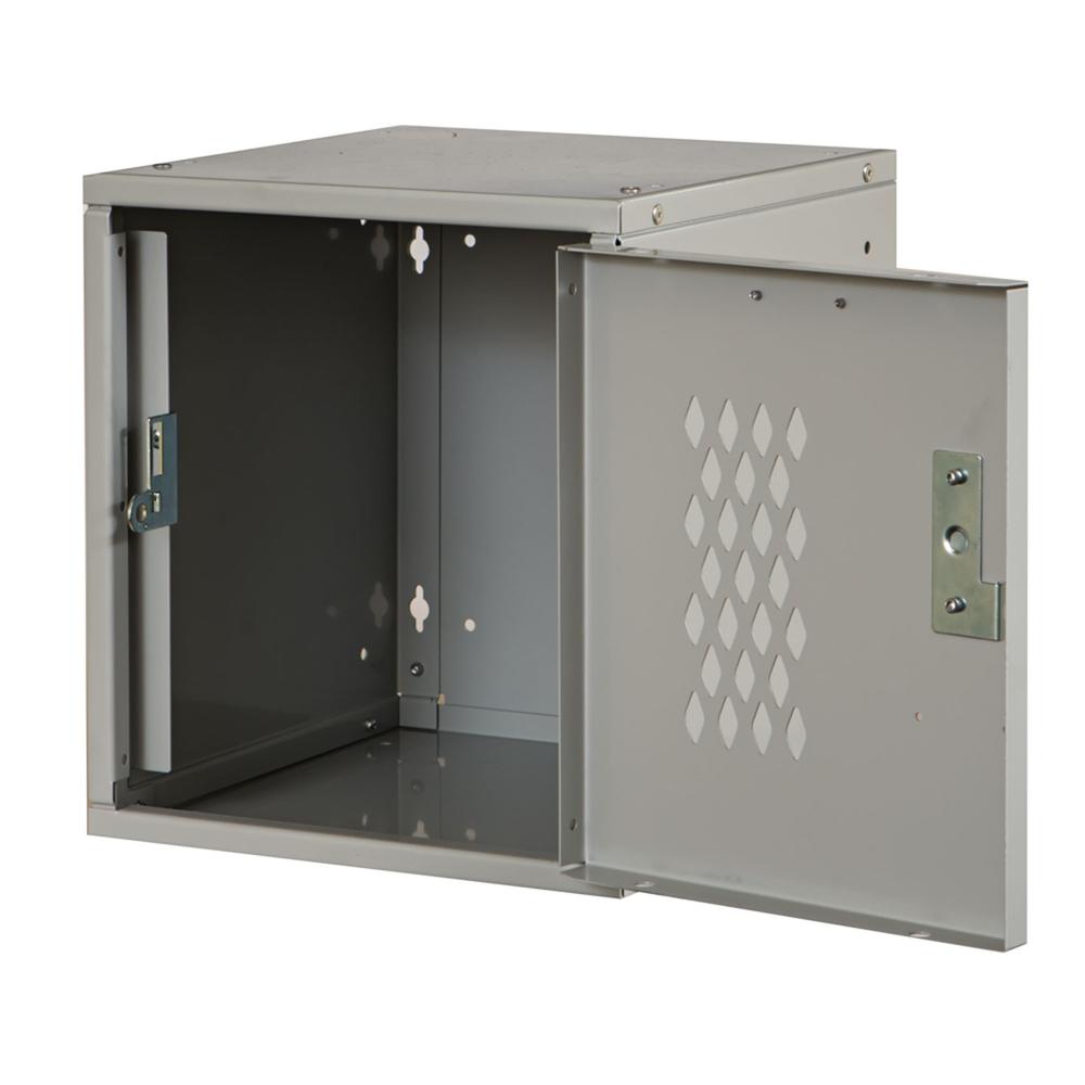 Cubix Modular Locker w/Ventilated Door, Finger Pull Handle, 12"W x 12"D x 12"H, 711 Light Gray, Single Tier, 1-Wide, Knock-Down. Picture 2