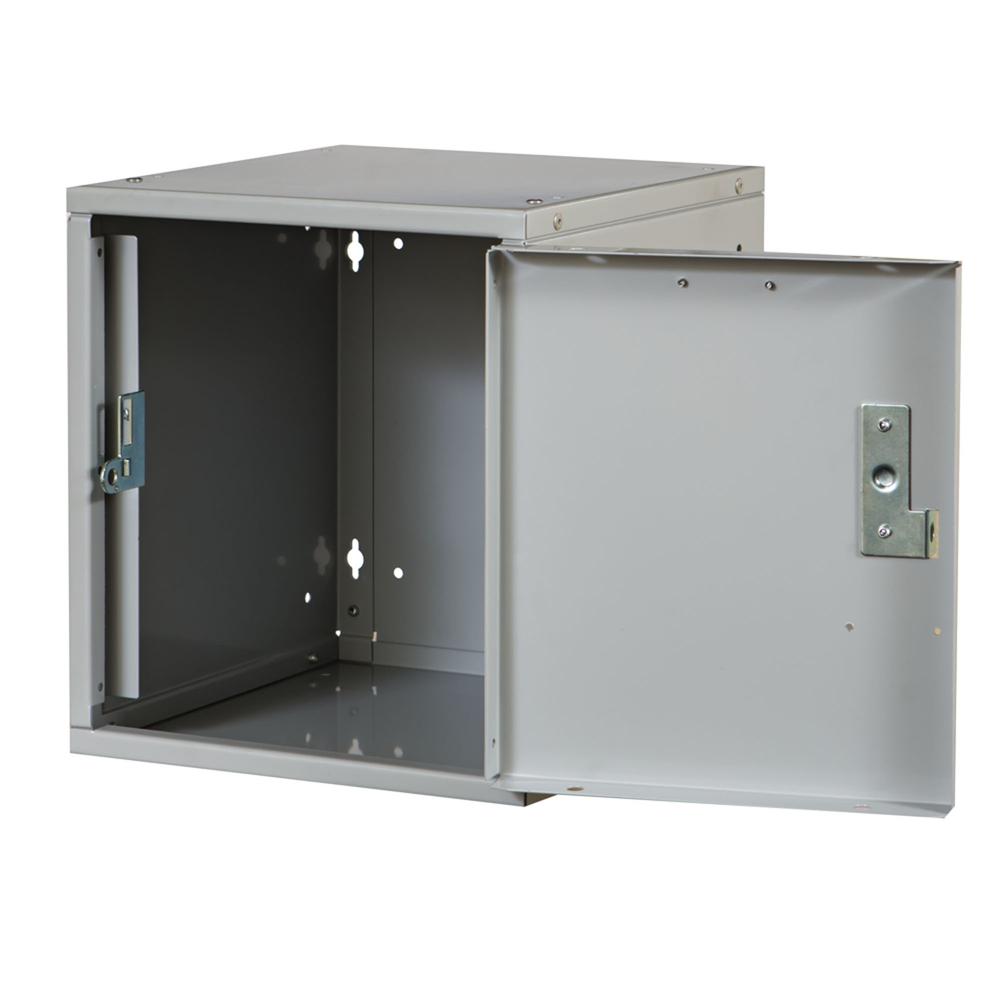 Cubix Modular Locker w/Solid Door, Finger Pull Handle, 12"W x 12"D x 12"H, 711 Light Gray, Single Tier, 1-Wide, Knock-Down. Picture 2