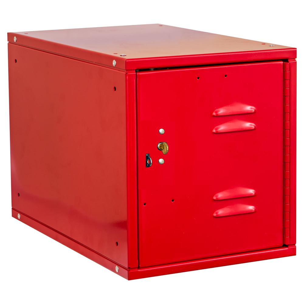 Cubix Modular Locker w/Louvered Door, Built-In Key Lock, 12"W x 18"D x 12"H, 721 Relay Red, Single Tier, 1-Wide, Knock-Down. Picture 1