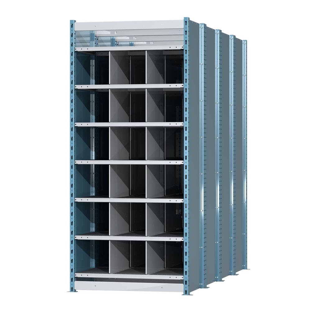 Hallowell Deep Bin Shelving 36"W x 96"D x 87"H 707 Marine Blue Posts and Sides / 711 Light Gray Backs, Shelves and Dividers  7 Shelves Starter Unit Closed Style. Picture 2
