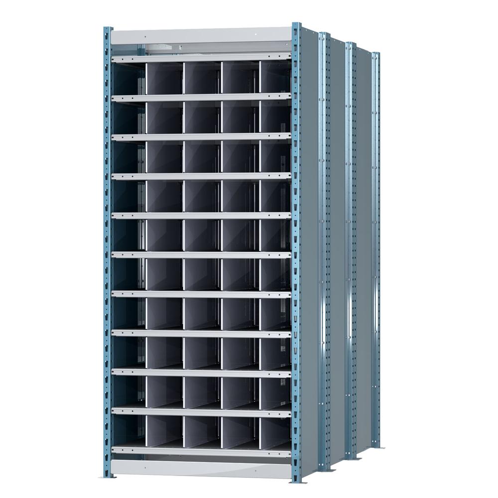 Hallowell Deep Bin Shelving 36"W x 72"D x 87"H 707 Marine Blue Posts and Sides / 711 Light Gray Backs, Shelves and Dividers  11 Shelves Starter Unit Closed Style. Picture 2