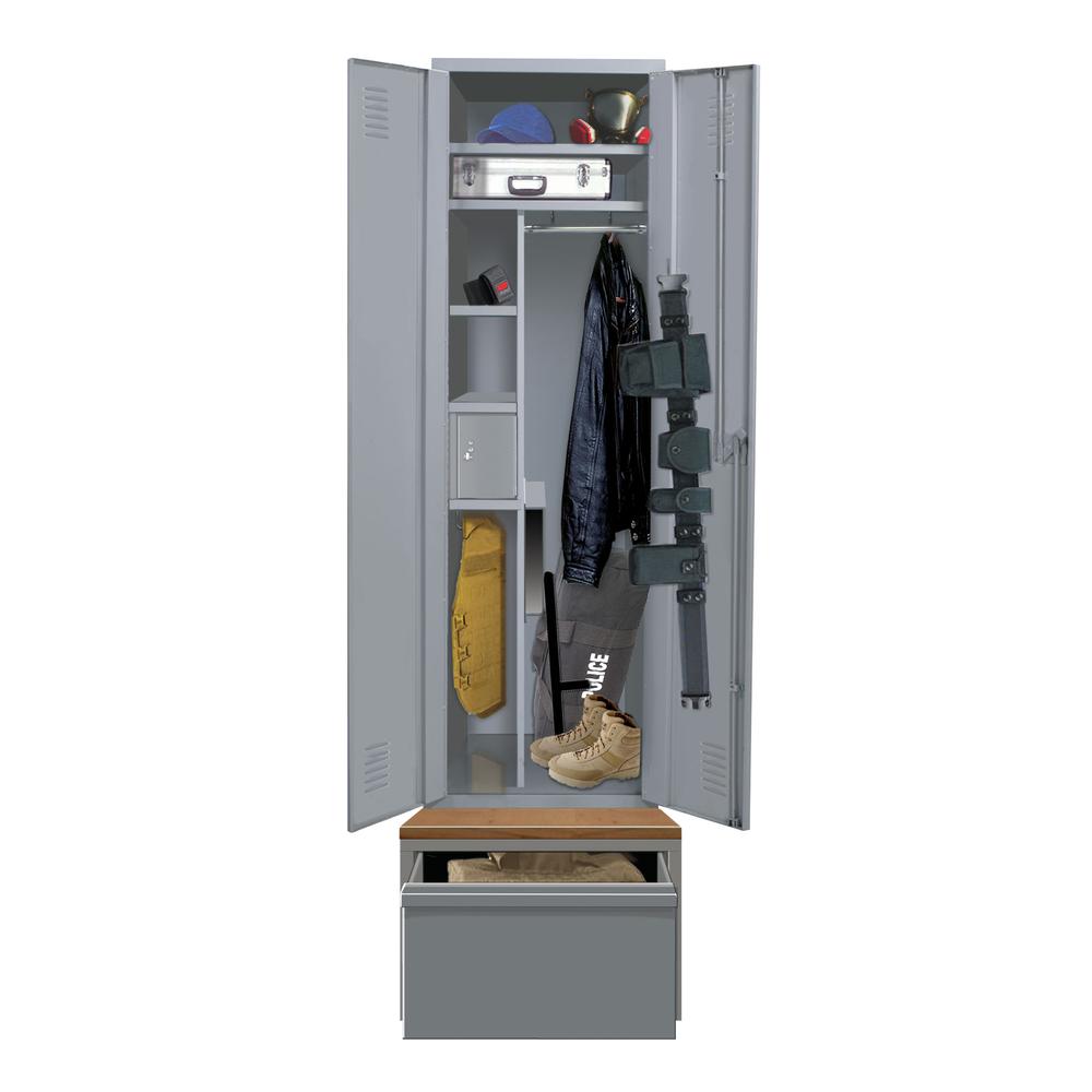Hallowell TaskForceXP Emergency Response Locker with Drawer/Base, 24"W x 24"D x 72"H, 725 Dark Gray, Single Tier, Double Door with Base/Drawer, 1-Wide, All-Welded. Picture 1