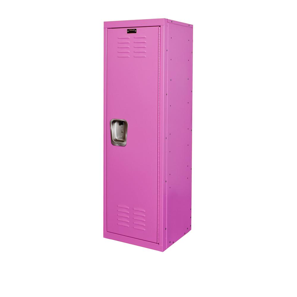Hallowell Kid Locker, 15"W x 15"D x 48"H, 1133 Bubble Gum (pink), Single Tier, 1-Wide, Knock-Down. Picture 2