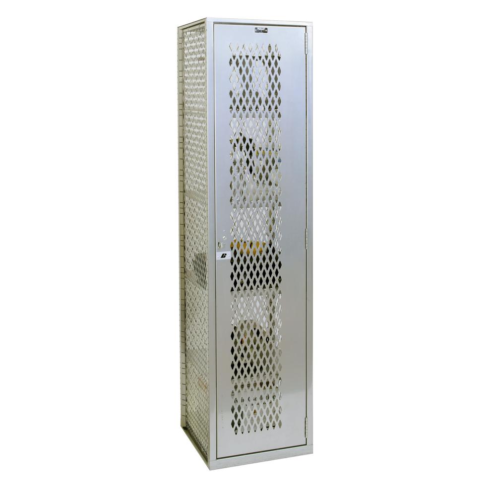 Hallowell MaxView Locker, 18"W x 18"D x 74-3/4"H, 711 Light Gray, Single Tier, 1-Wide, All-Welded. The main picture.