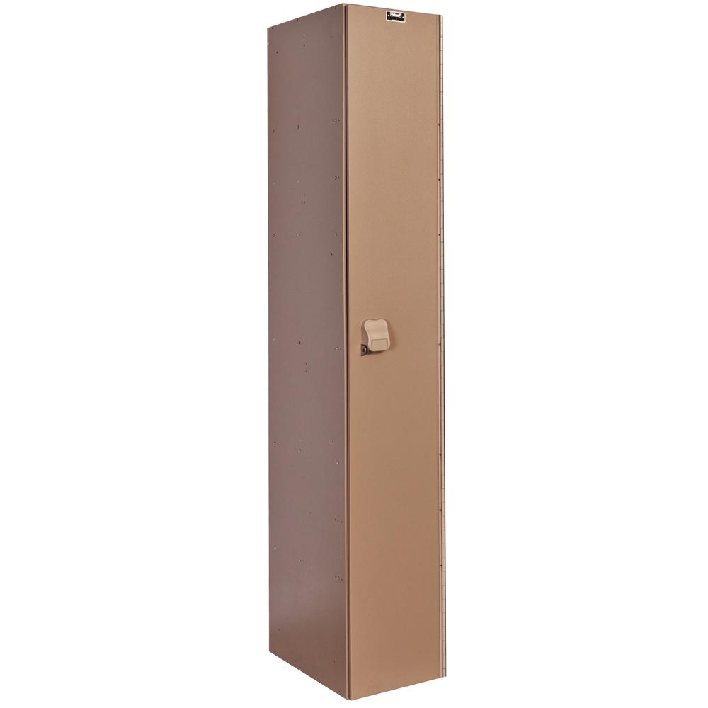 AquaMax Plastic Locker, 12"W x 18"D x 72"H, Taupe Body and Door, Single Tier, 1-Wide, Assembled. Picture 1