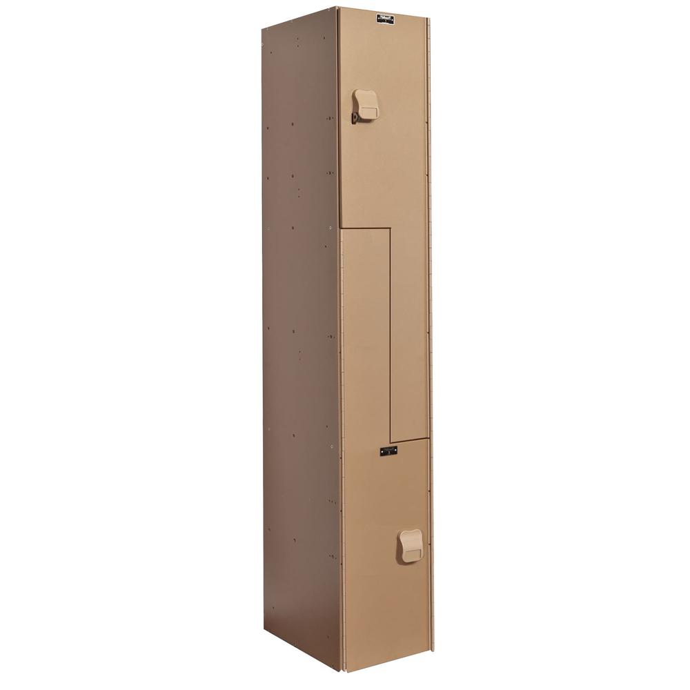AquaMax Plastic Locker, 12"W x 18"D x 72"H, Taupe Body and Doors, Z-Tier, 1-Wide, Assembled. Picture 1