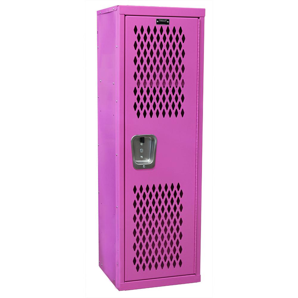 Hallowell Home Team Locker, 15"W x 15"D x 48"H, 1133 Bubble Gum (pink), Single Tier, 1-Wide, Knock-Down. Picture 2