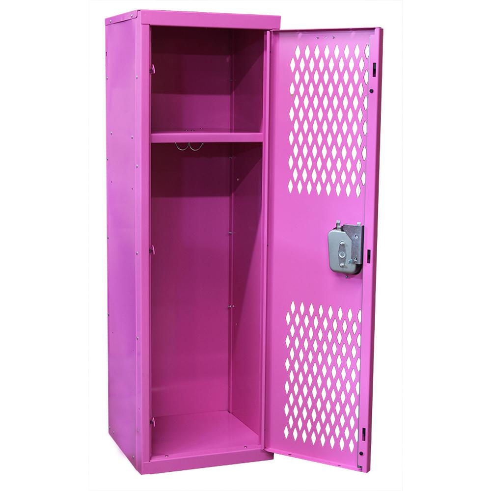 Hallowell Home Team Locker, 15"W x 15"D x 48"H, 1133 Bubble Gum (pink), Single Tier, 1-Wide, Knock-Down. Picture 1