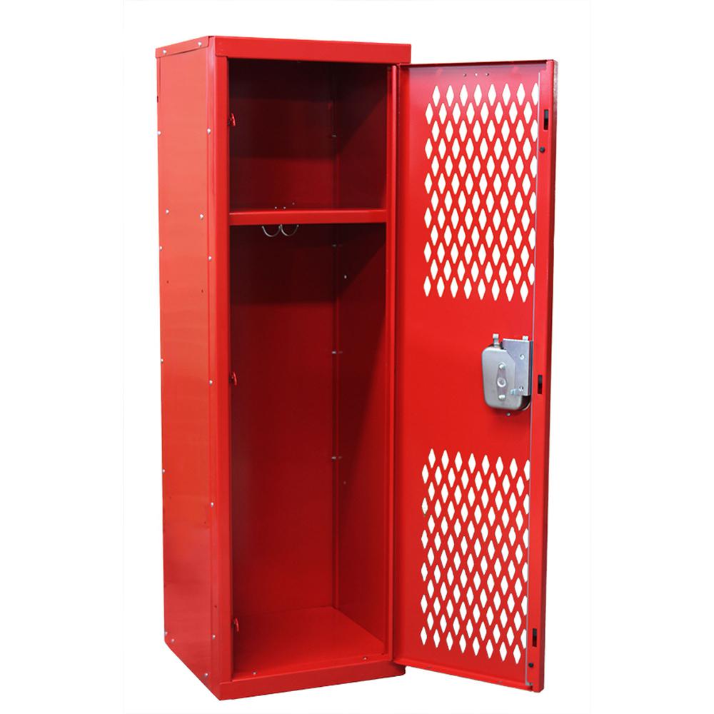 Hallowell Home Team Locker, 15"W x 15"D x 48"H, 721 Relay Red (red), Single Tier, 1-Wide, Knock-Down. Picture 1