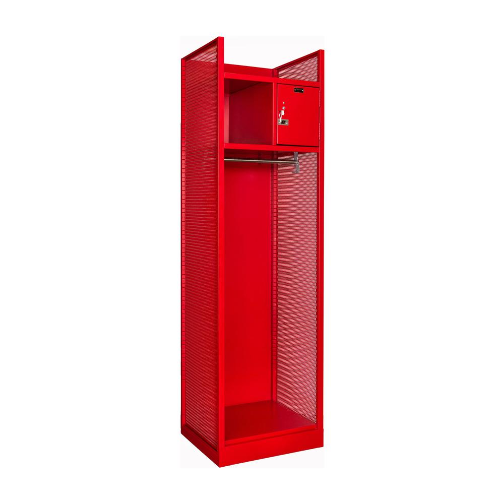 Hallowell Turnout Gear Locker, 24.75"W x 22"D x 86.25"H, 721 Relay Red - Hammertone, Open Front, 1-Wide, All-Welded. Picture 1