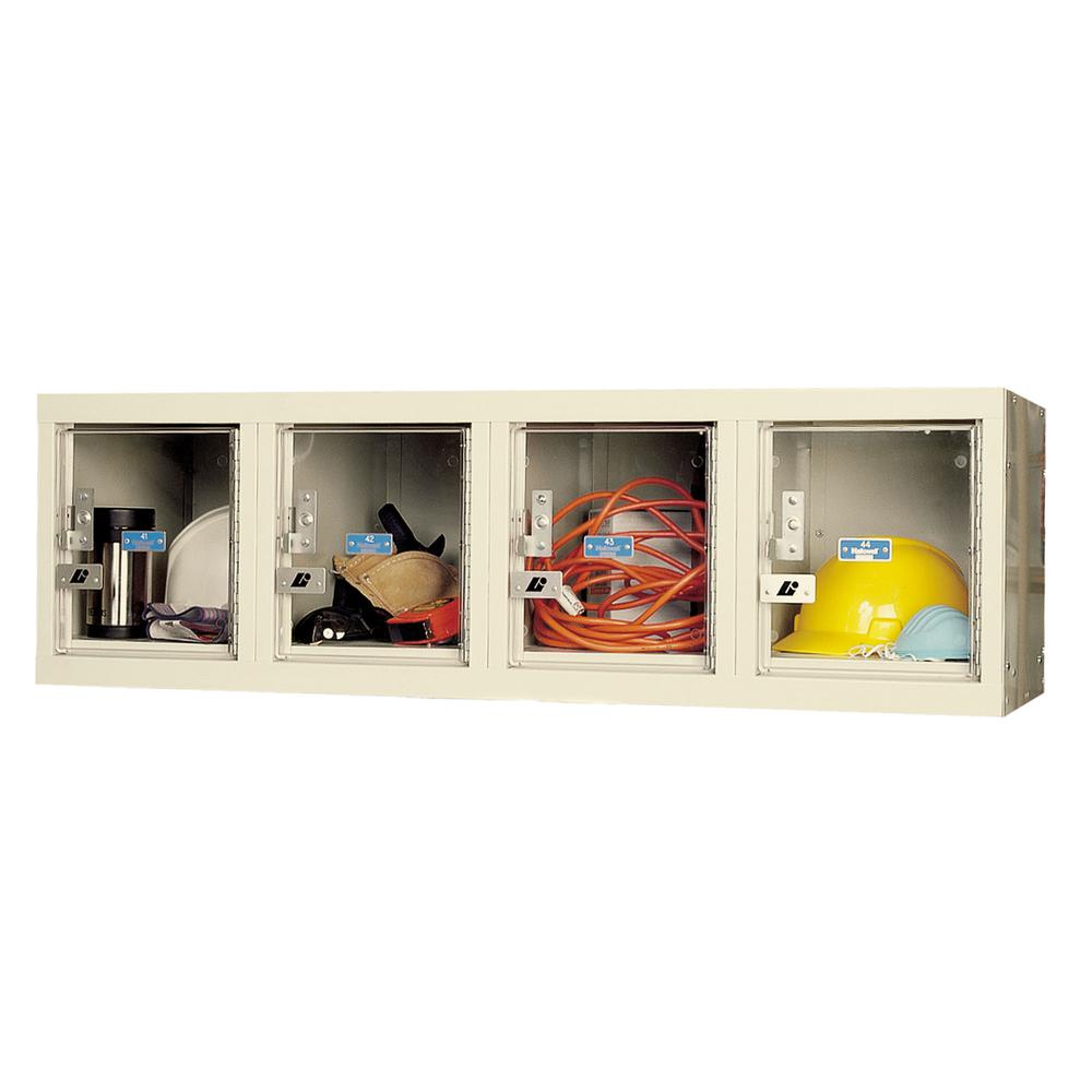Hallowell Safety-View Plus Locker, 48"W x 18"D x 14-3/4"H, 729 Tan, 4-Wide Wall Mount, 1-Wide, Knock-Down. Picture 1