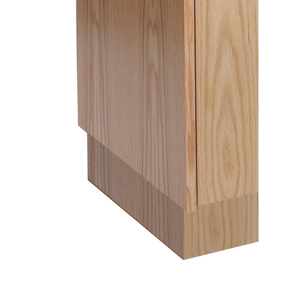 Hallowell All-Wood Club Locker End Base 18"D x 4"H Natural Red Oak with Clear Finish. Picture 1