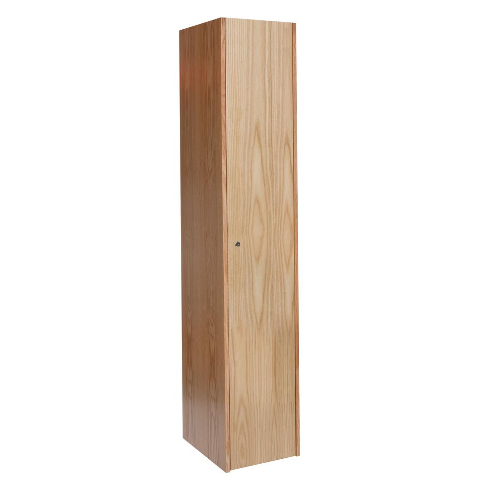 Hallowell All-Wood Club Locker End Panel 18"D x 72"H Natural Red Oak with Clear Finish. Picture 1