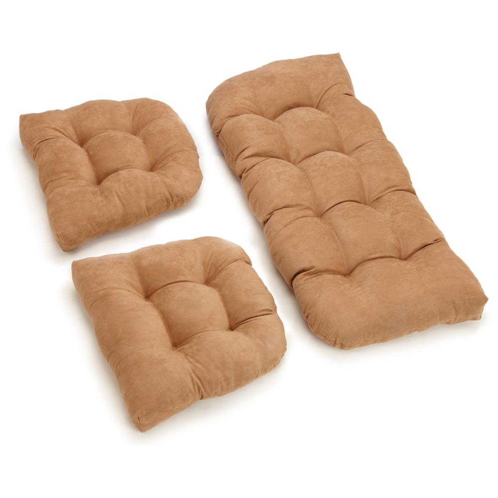 U-Shaped Microsuede Tufted Settee Cushion Set (Set of 3). Picture 2