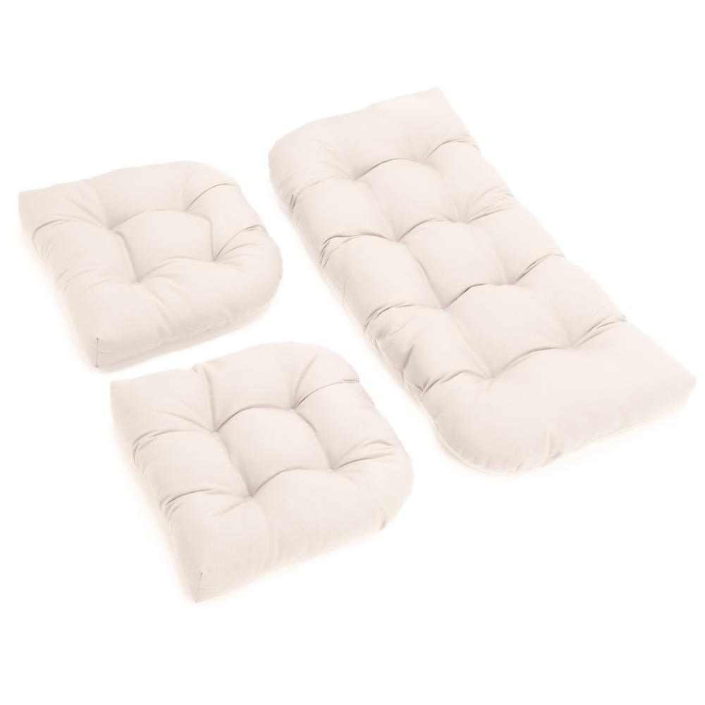 U-Shaped Twill Tufted Settee Cushion Set (Set of 3). Picture 2