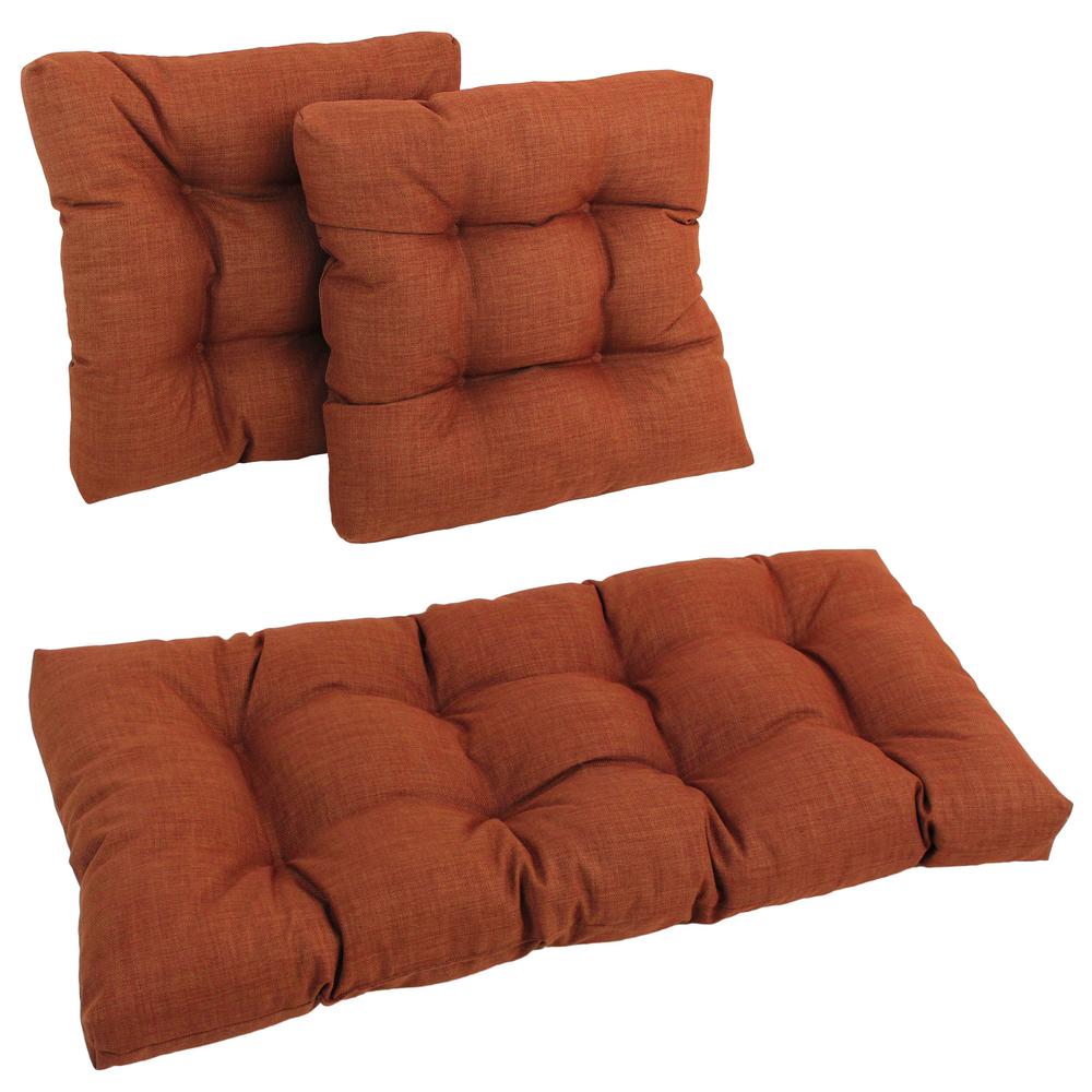 Square Spun Polyester Outdoor Tufted Settee Cushions (Set of 3). Picture 2