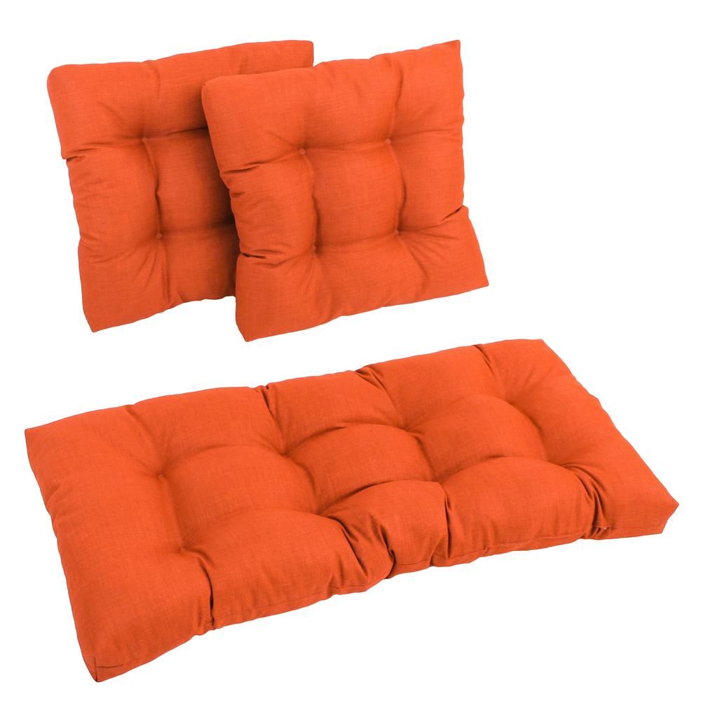 Square Spun Polyester Outdoor Tufted Settee Cushions (Set of 3). Picture 2