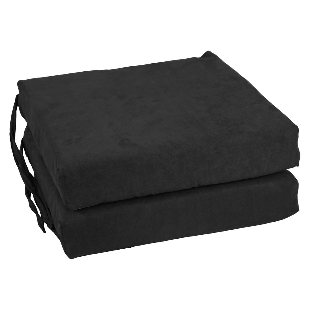 Blazing Needles Indoor 16" x 16" Microsuede Chair Cushion, Black. Picture 1