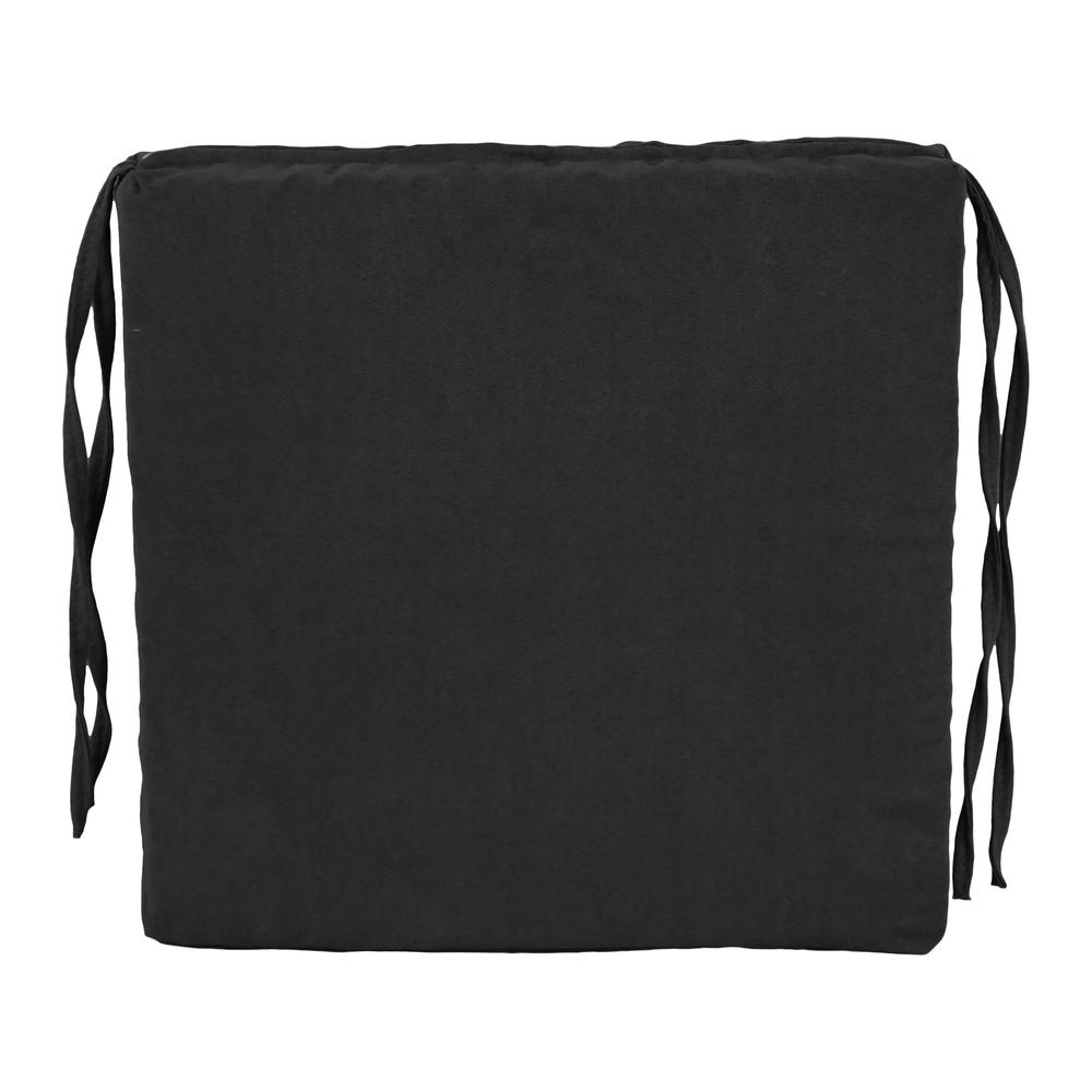 Blazing Needles Indoor 16" x 16" Microsuede Chair Cushion, Black. Picture 2