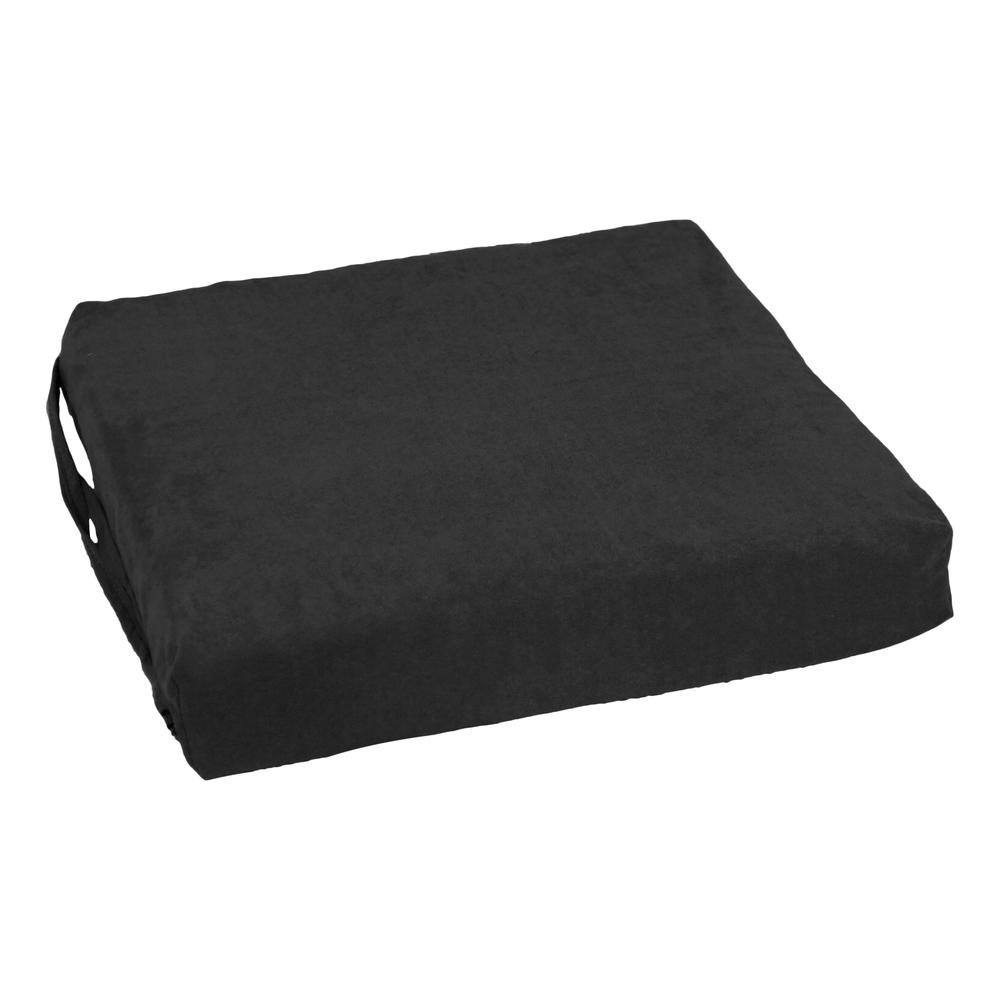Blazing Needles Indoor 16" x 16" Microsuede Chair Cushion, Black. Picture 3