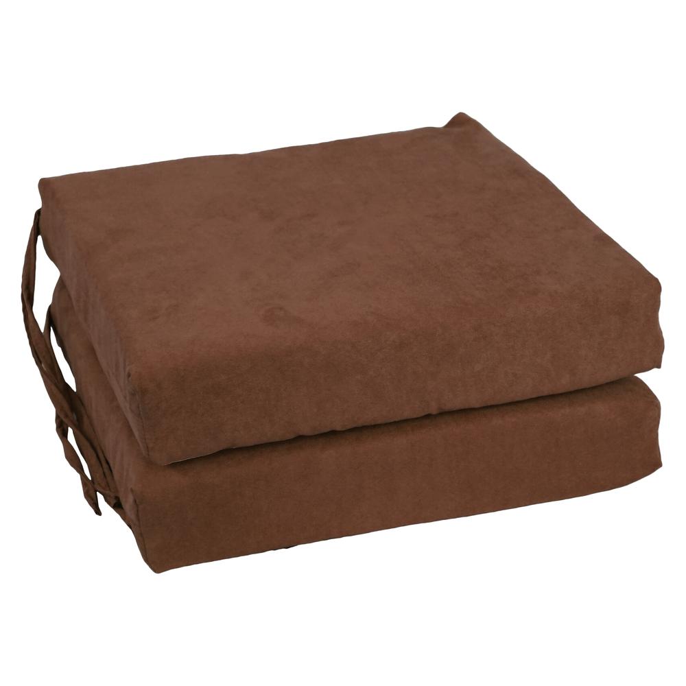 Blazing Needles Indoor 16" x 16" Microsuede Chair Cushion, Chocolate. Picture 1