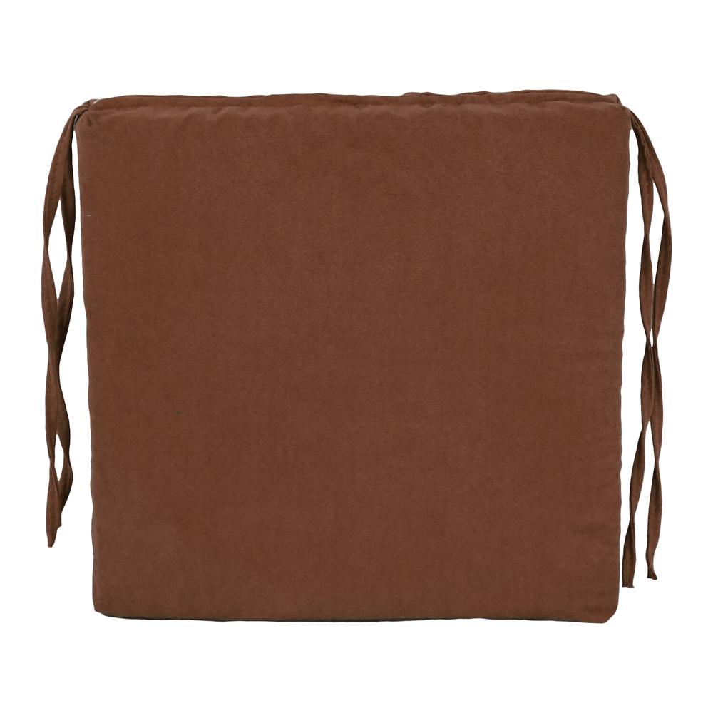 Blazing Needles Indoor 16" x 16" Microsuede Chair Cushion, Chocolate. Picture 2