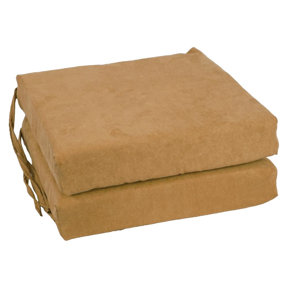 Blazing Needles Indoor 16" x 16" Microsuede Chair Cushion, Camel. Picture 1