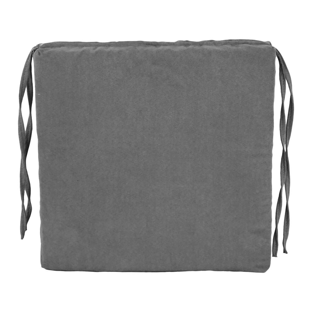 Blazing Needles Indoor 16" x 16" Microsuede Chair Cushion, Steel Grey. Picture 2