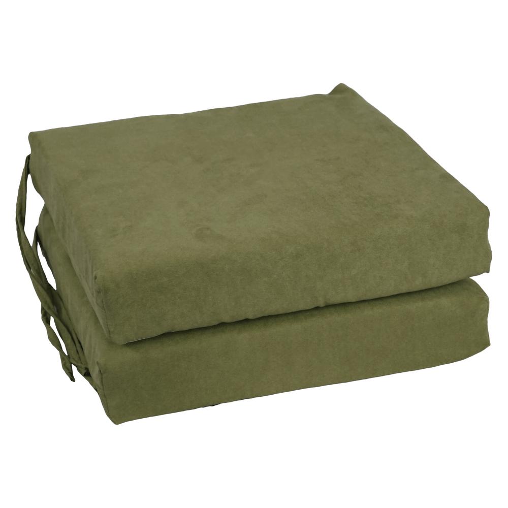 Blazing Needles Indoor 16" x 16" Microsuede Chair Cushion, Hunter Green. Picture 1