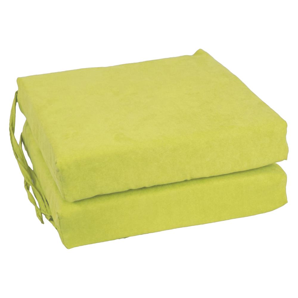 Blazing Needles Indoor 16" x 16" Microsuede Chair Cushion, Mojito Lime. Picture 1