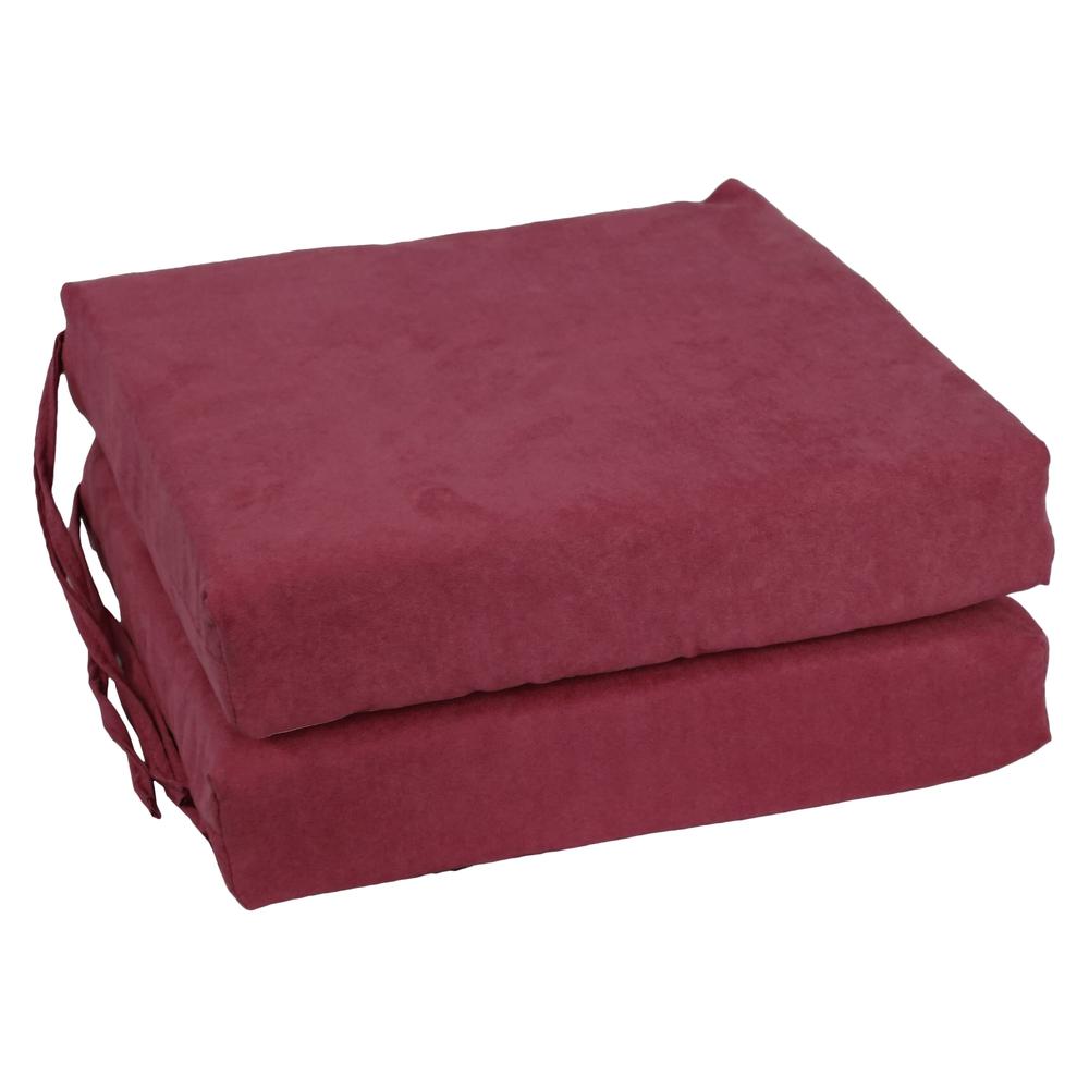 Blazing Needles Indoor 16" x 16" Microsuede Chair Cushion, Red Wine. Picture 1