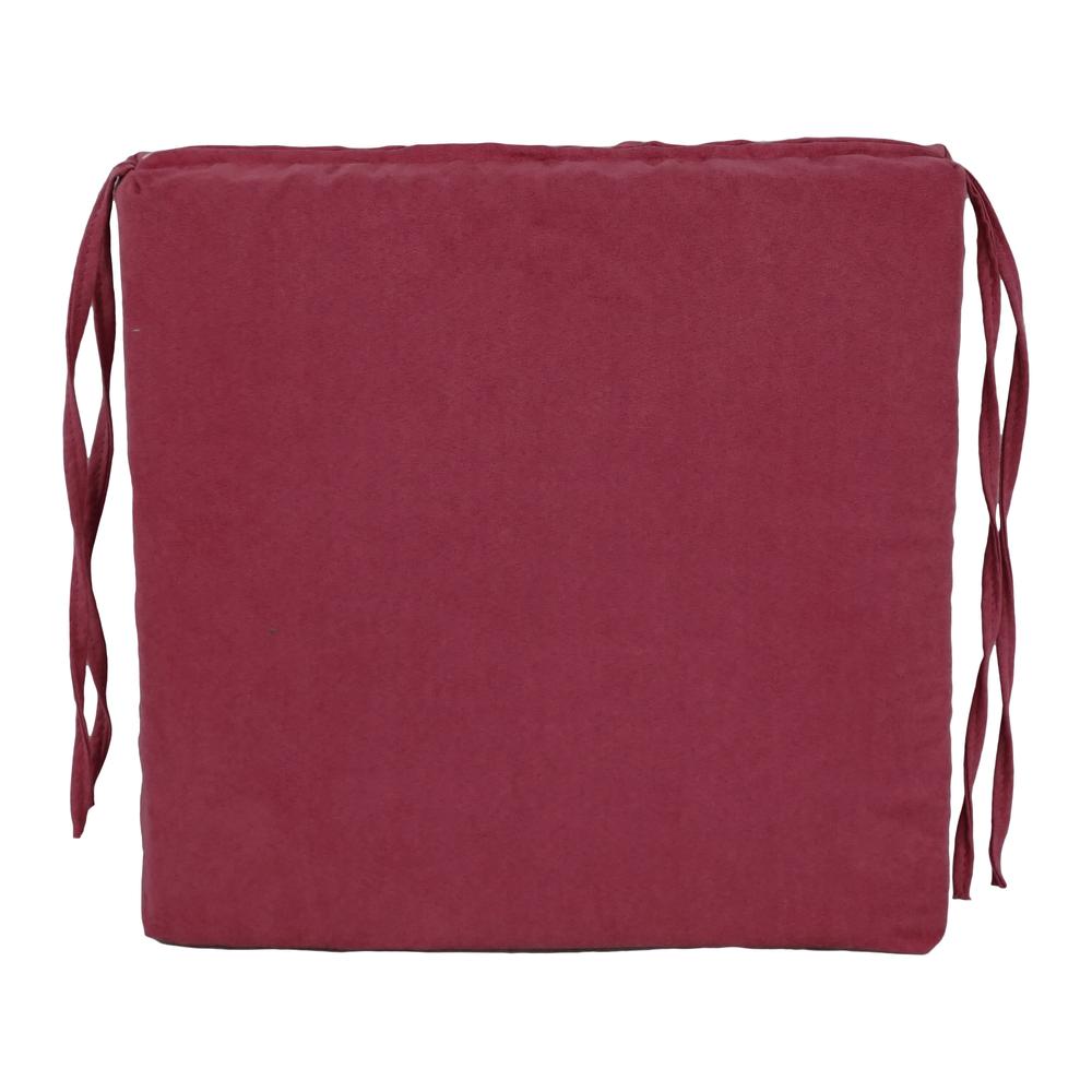 Blazing Needles Indoor 16" x 16" Microsuede Chair Cushion, Red Wine. Picture 2
