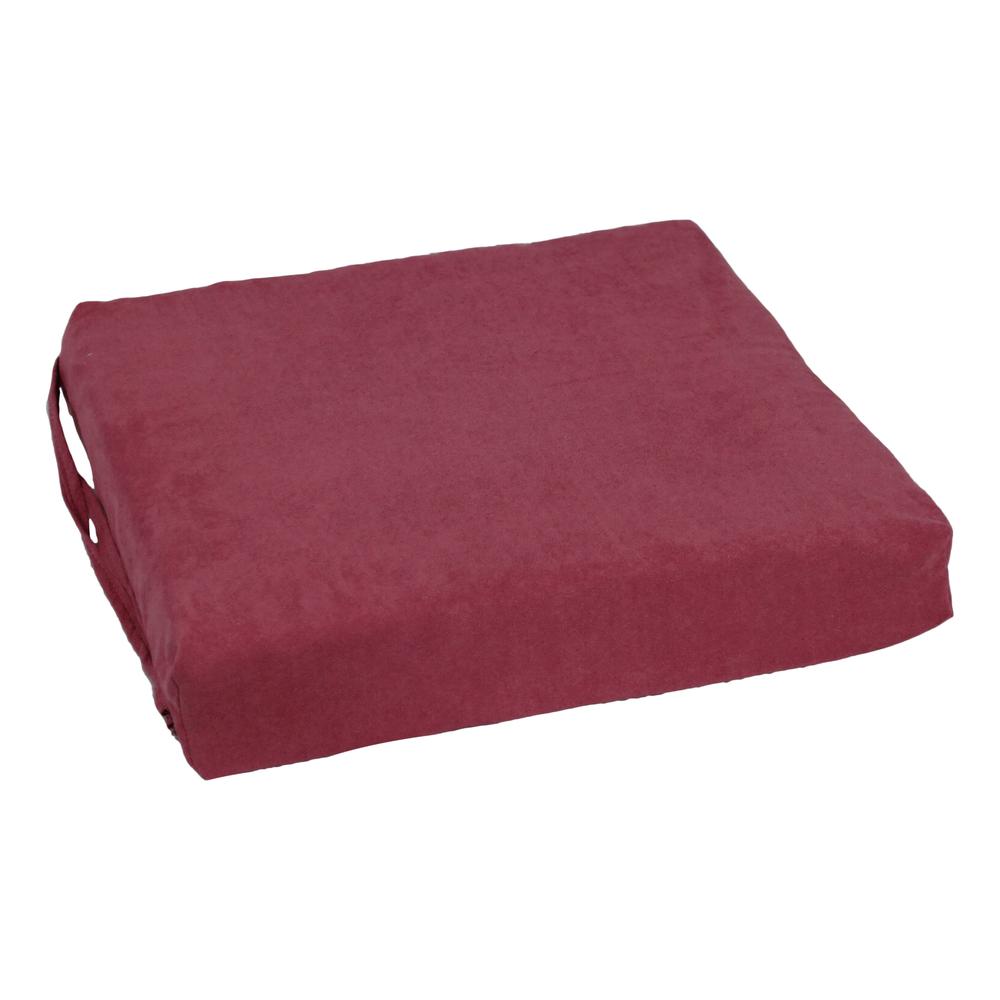 Blazing Needles Indoor 16" x 16" Microsuede Chair Cushion, Red Wine. Picture 3