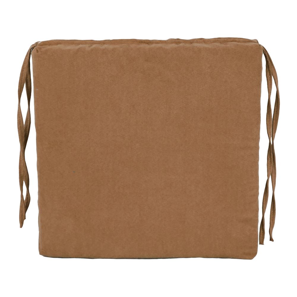 Blazing Needles Indoor 16" x 16" Microsuede Chair Cushion, Saddle Brown. Picture 2