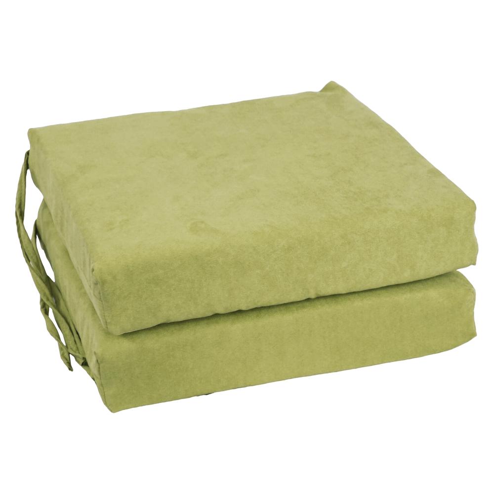 Blazing Needles Indoor 16" x 16" Microsuede Chair Cushion, Sage Green. Picture 1