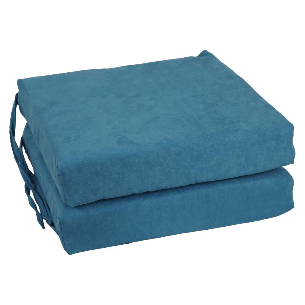 Blazing Needles Indoor 16" x 16" Microsuede Chair Cushion, Teal. Picture 1