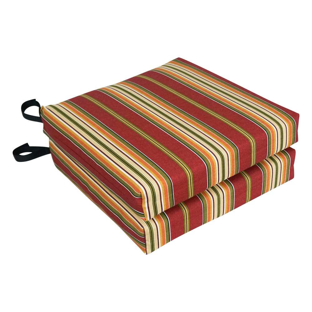 Blazing Needles 16-inch Outdoor Cushion, Kingsley Stripe Ruby. Picture 1