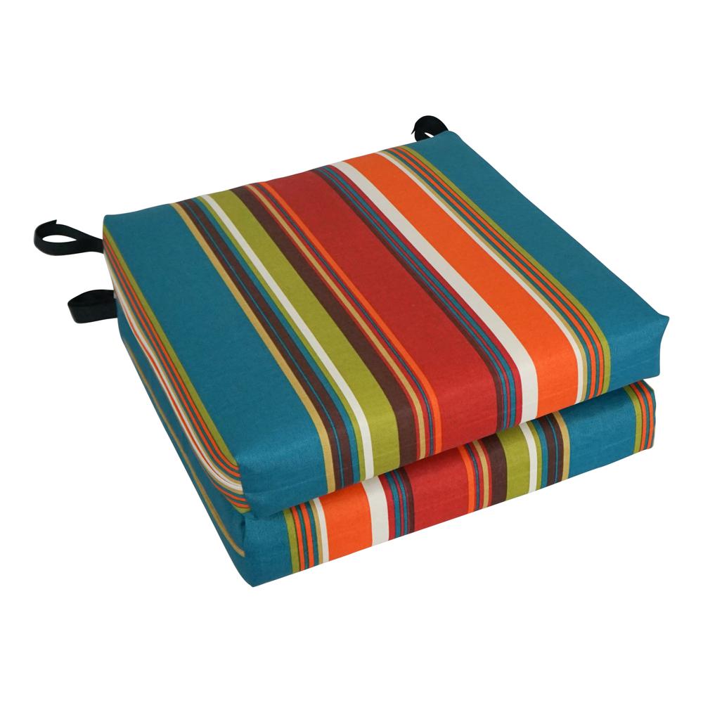 Blazing Needles 16-inch Outdoor Cushion, Westport Teal (2pc). Picture 1
