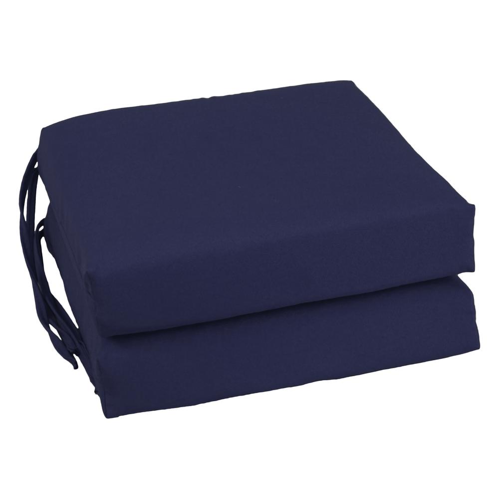 Blazing Needles Indoor 16" x 16" Twill  Chair Cushion, Navy. Picture 1