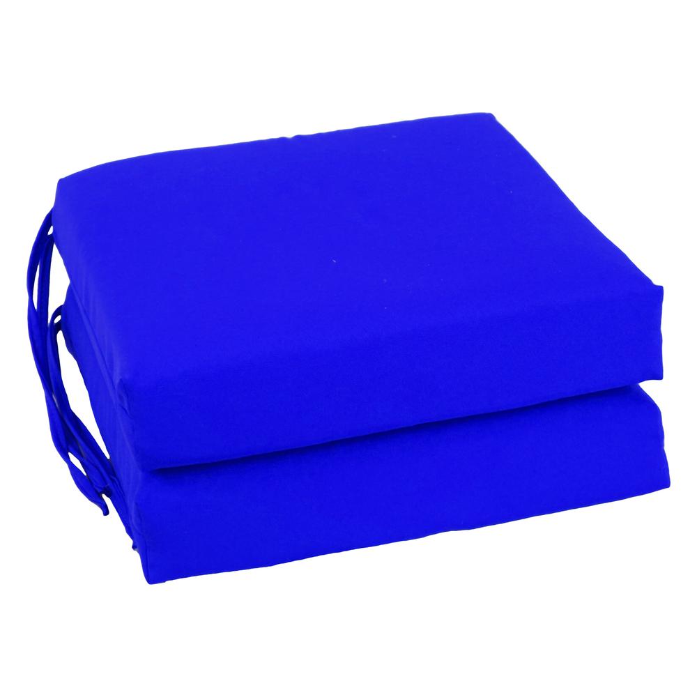 Blazing Needles Indoor 16" x 16" Twill  Chair Cushion, Royal Blue. Picture 1