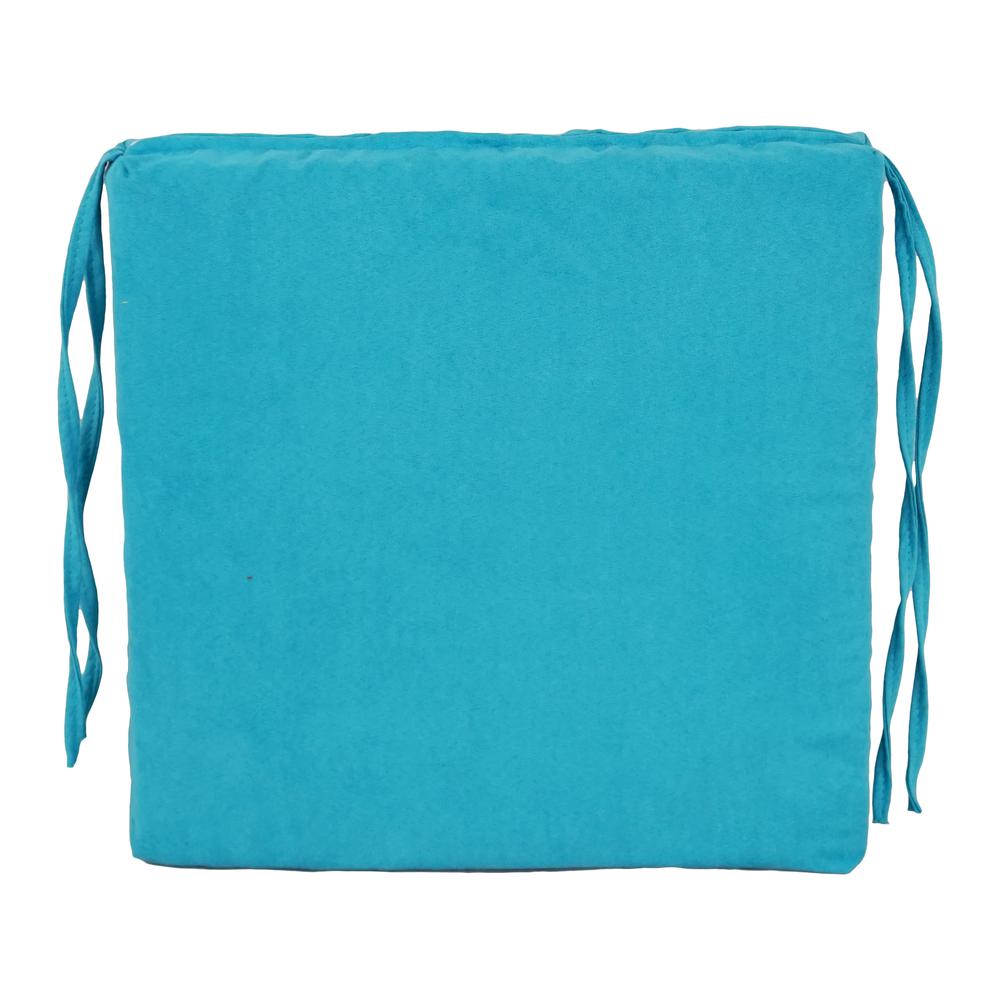 Blazing Needles Set of 4 Indoor Microsuede Chair Cushions, Aqua Blue. Picture 2