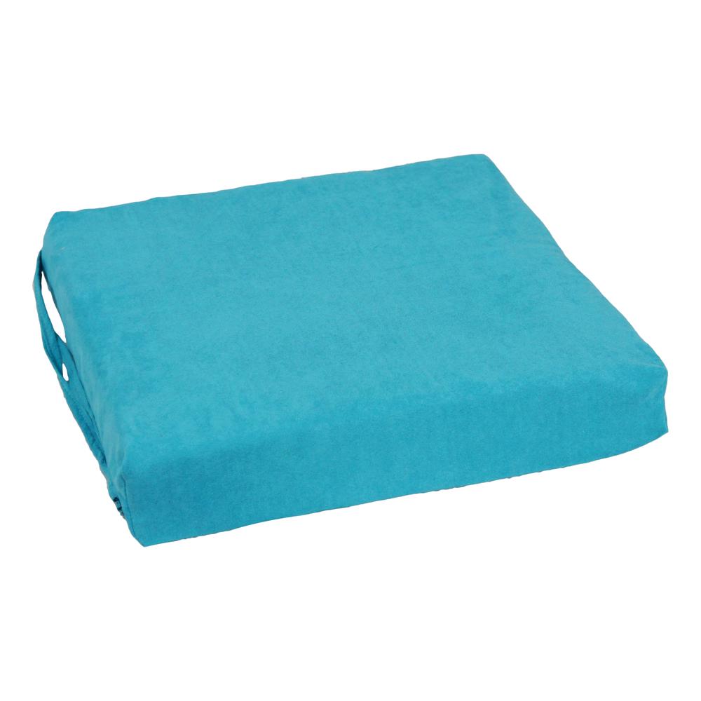 Blazing Needles Set of 4 Indoor Microsuede Chair Cushions, Aqua Blue. Picture 3