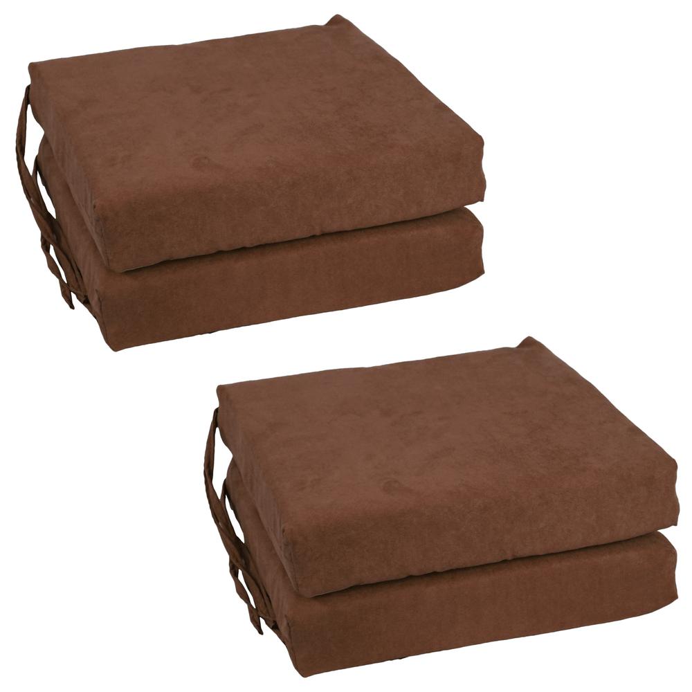 Blazing Needles Set of 4 Indoor Microsuede Chair Cushions, Chocolate. Picture 1