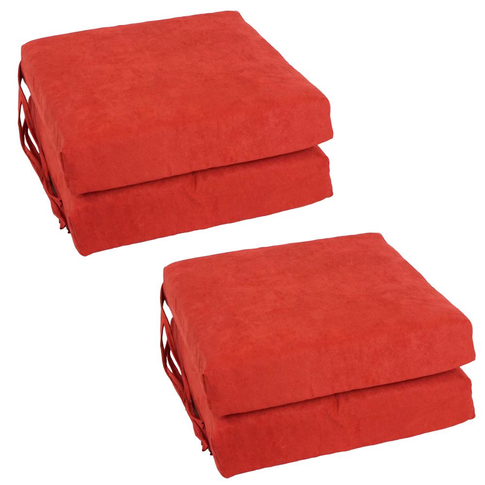 Blazing Needles Set of 4 Indoor Microsuede Chair Cushions, Cardinal Red. The main picture.