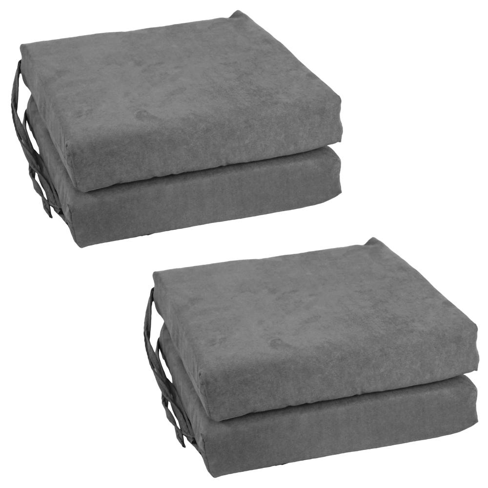 Blazing Needles Set of 4 Indoor Microsuede Chair Cushions, Steel Grey. Picture 1