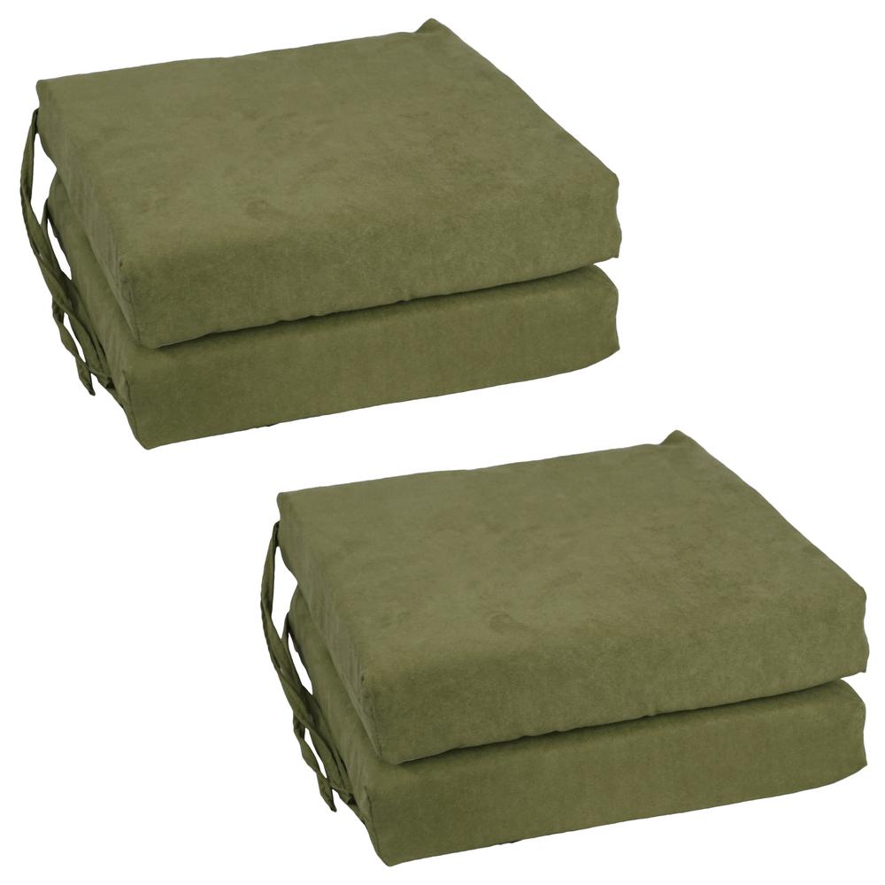 Blazing Needles Set of 4 Indoor Microsuede Chair Cushions, Hunter Green. Picture 1