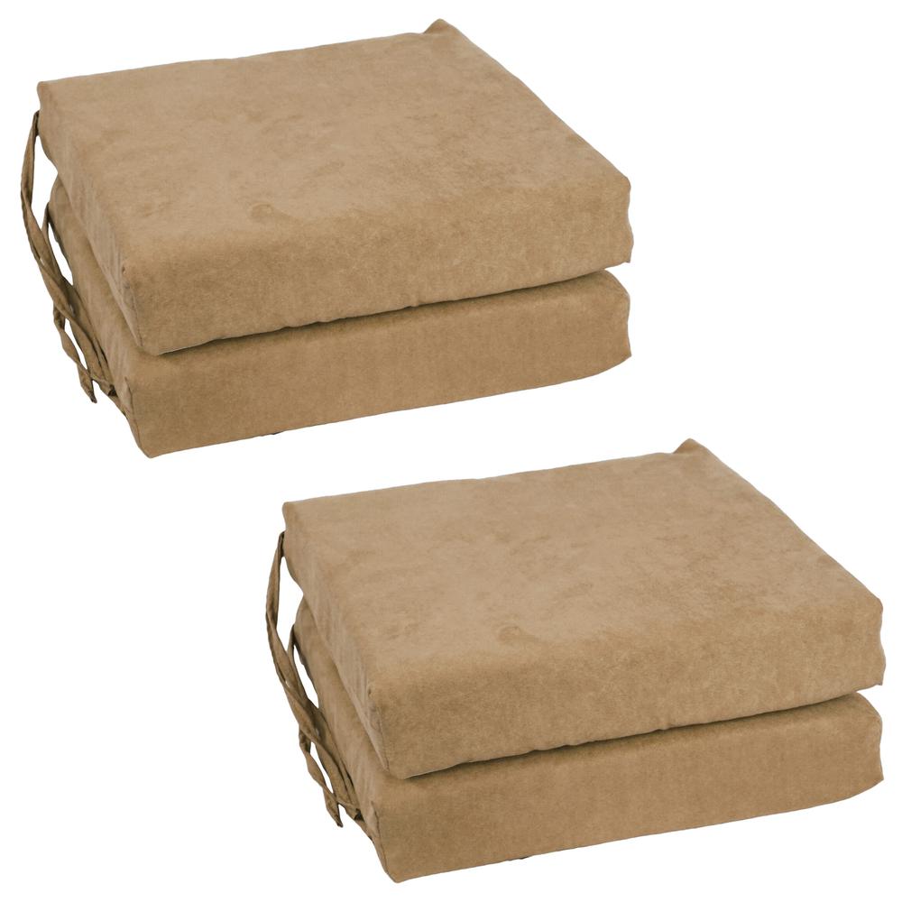 Blazing Needles Set of 4 Indoor Microsuede Chair Cushions, Java. Picture 1