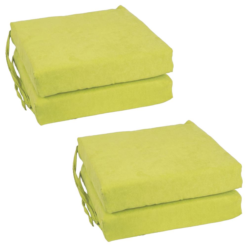 Blazing Needles Set of 4 Indoor Microsuede Chair Cushions, Mojito Lime. Picture 1