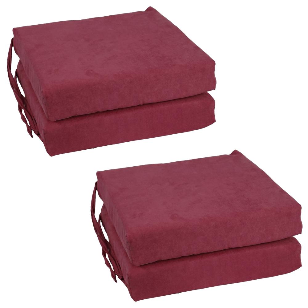 Blazing Needles Set of 4 Indoor Microsuede Chair Cushions, Red Wine. Picture 1